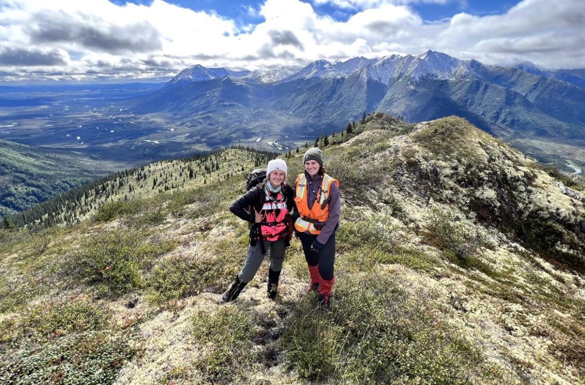 Geology majors Bryanna Rayhorn (left) and Lindsey Henricks spent their summer living on a mountain range above the Arctic Circle while working for the geological consulting firm in northern Alaska.