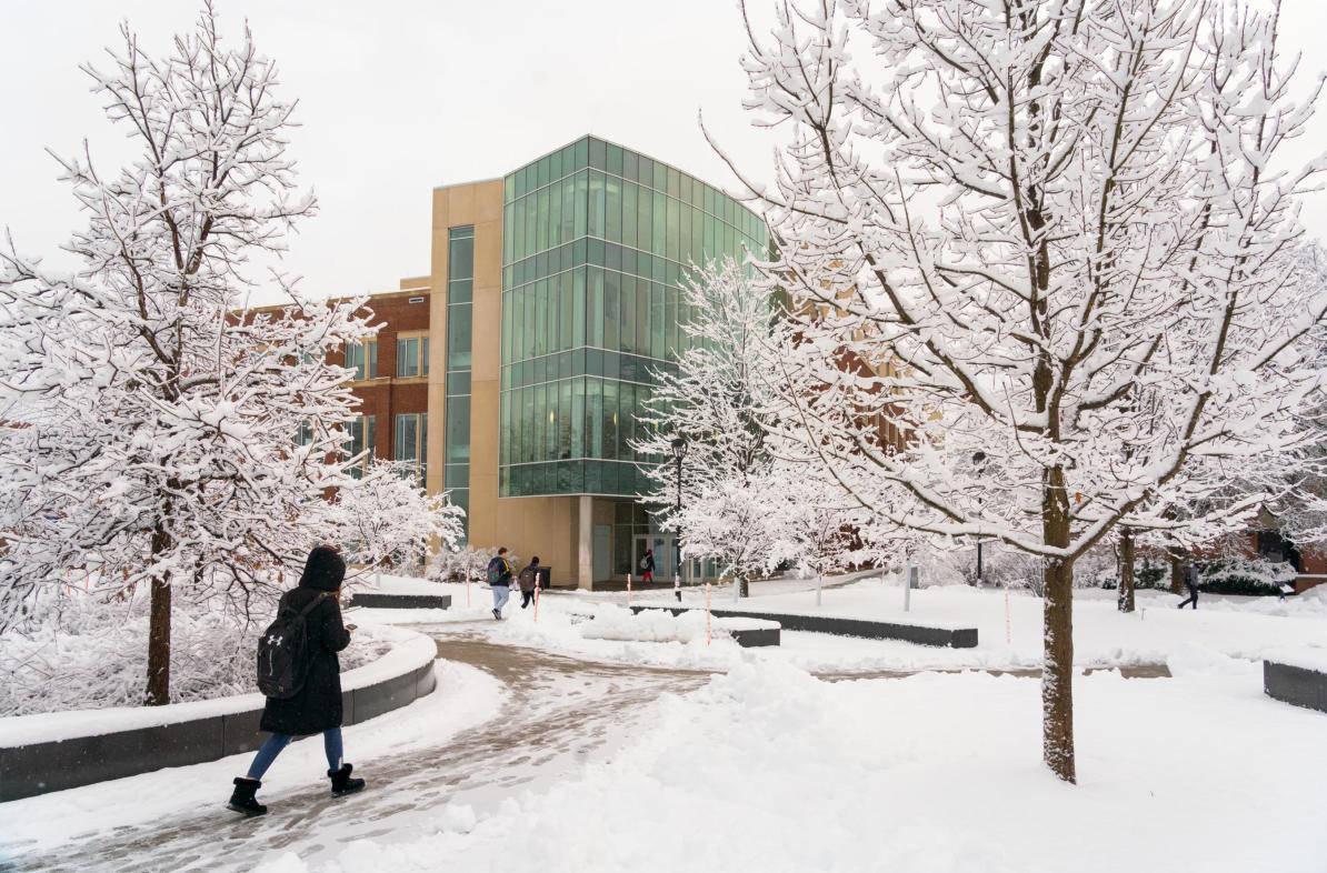 Winter scene near Centennial Hall