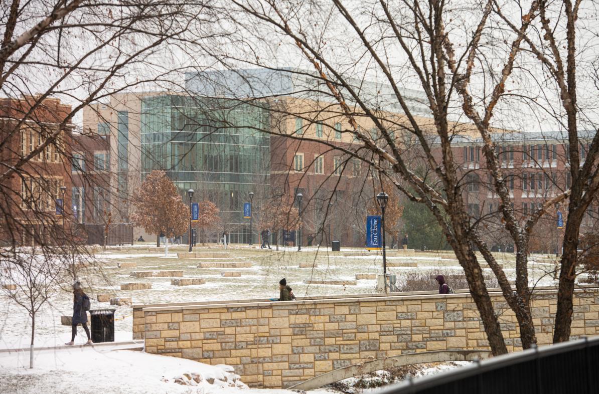 Winter snow scene on lower campus