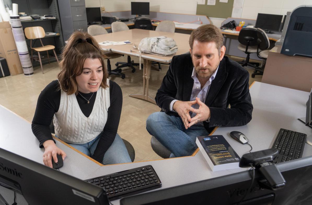 Sophomore Alexis Rustin and Dr. William Wolf, assistant professor of physics and astronomy