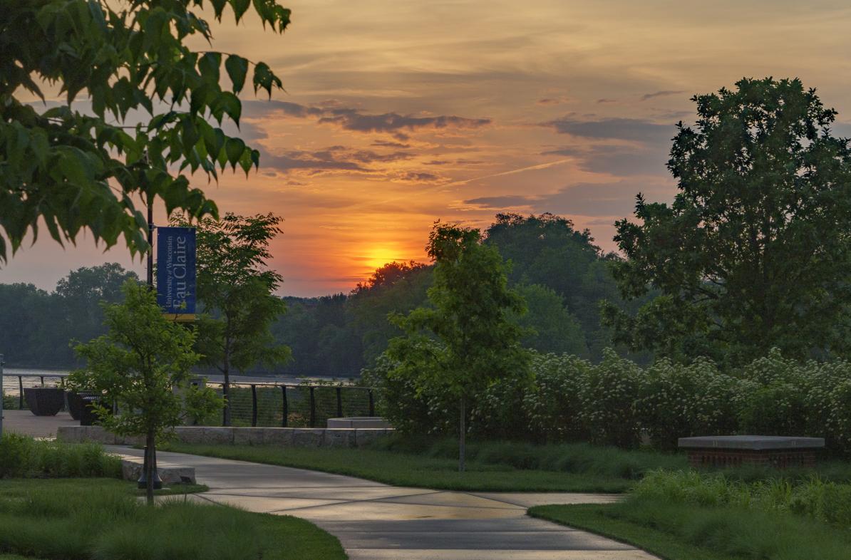 Campus at sunset in summer