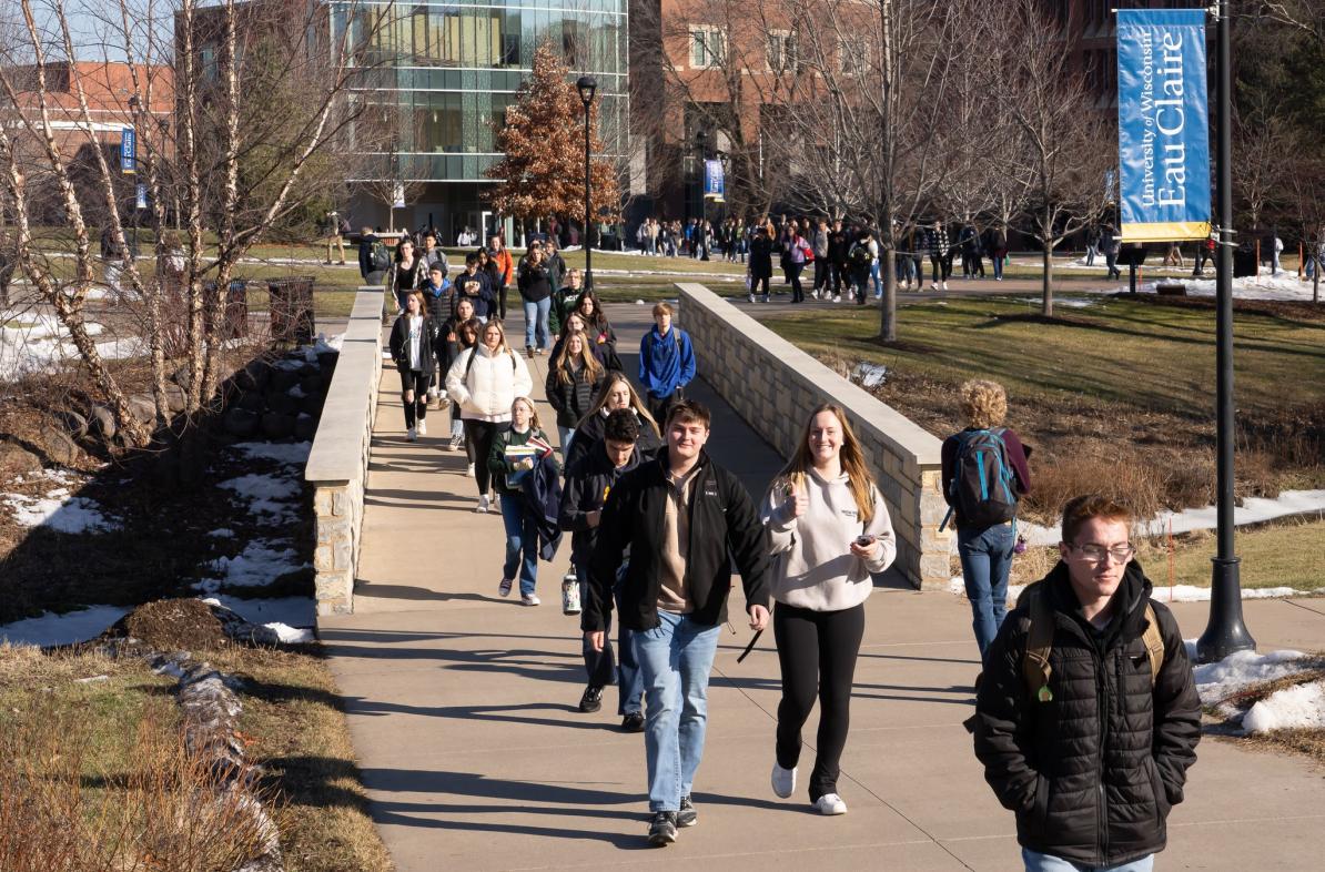 Students walking on campus