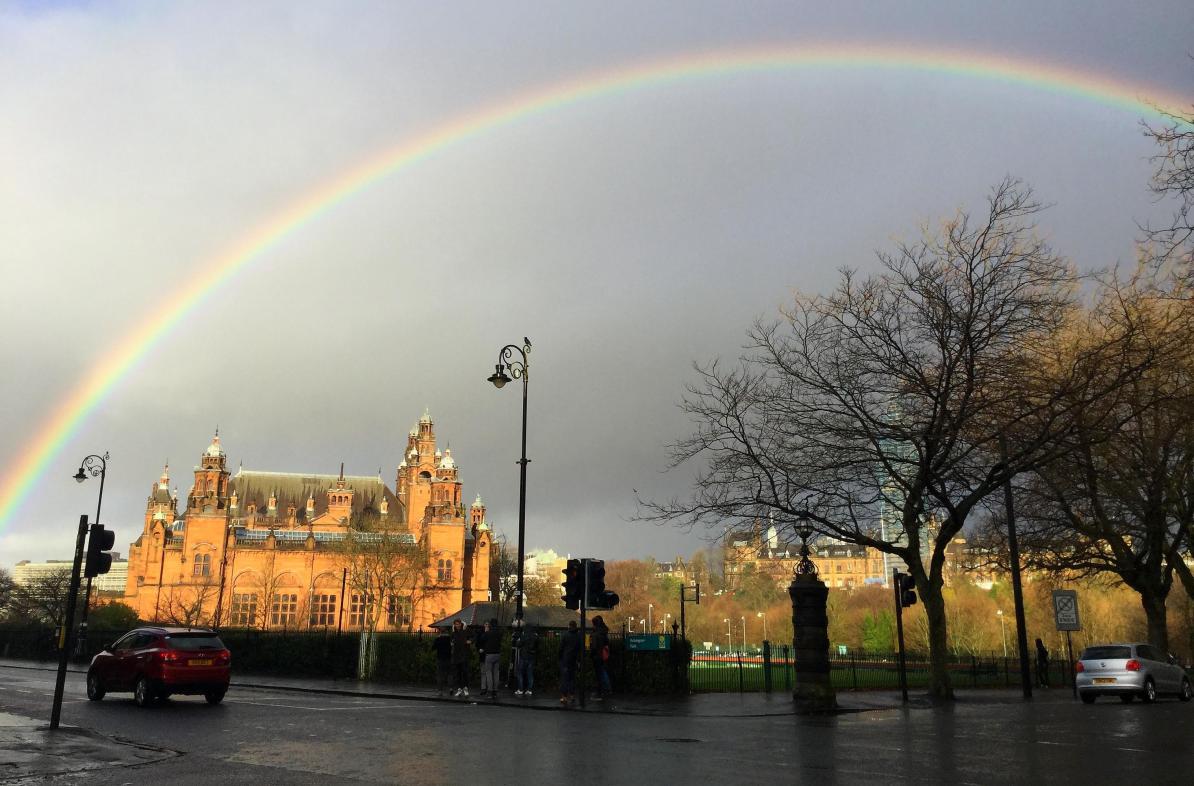 Rainbow over Glasgow, Scotland